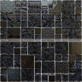 China supplier Foshan hotel interior design glass and stainless Black and purple backsplash tiles mosaic WM28